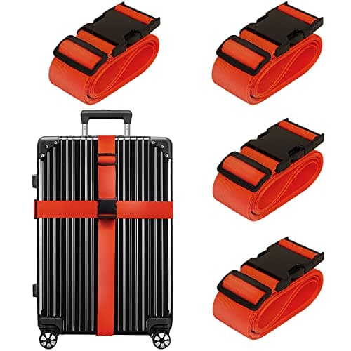 Luggage Straps for Suitcases TSA Approved Travel Belt 4 Pack by Chelmon (Red) - Image 1