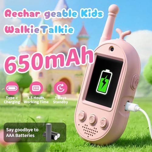 Upgraded Video Walkie Talkies for Kids, 2 Pack Rechargeable Voice/Video Call Kids Walkies Talkies, Toddler Toys for Indoor, Outside, Camping, Hiking, Gift for Boys and Girls Ages 3-12 (Pink/Pink) - Thumbnail 6