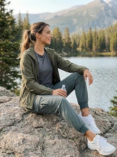 Libin Women's Cargo Joggers Lightweight Quick Dry Hiking Pants Athletic Lounge Casual Travel, Metropolis Gray XL - Thumbnail 2
