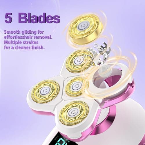 Electric Razors for Women- Waterproof & Travel Lock for 5D Rotary Shaver - Thumbnail 4
