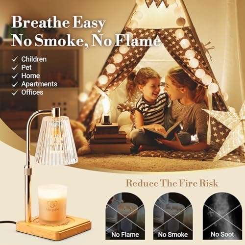 Marycele Candle Warmer Lamp with Timer, Wax Melt Warmer for Jar Candles, Christmas Birthday Gifts for Women Mom Sister Friend, House Warming Gifts for New Home Apartment Decor, Vintage Clear - Thumbnail 3