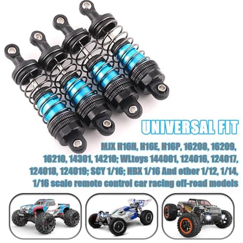 Oil-Fill Shock Absorbers for 1/14 1/16 1/12 RC Cars, 75mm Hydraulic Suspension Kit, DIY Refillable Dampers with Alloy Body, Compatible for MJX, HSP, WLtoys, SCY, FMS, Traxxas (Oil Not Included) - Thumbnail 3