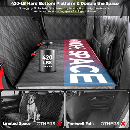 DIAMOOKY for Jeep Hard Bottom Back Seat Extender for Dogs: for Jeep Wrangler JK JL 2011-2026 & Gladiator JT 2020-2026 4-Door Waterproof 420 lbs Dog Car Seat Cover Dog Hammock W/Door & Seat Protection - Thumbnail 2