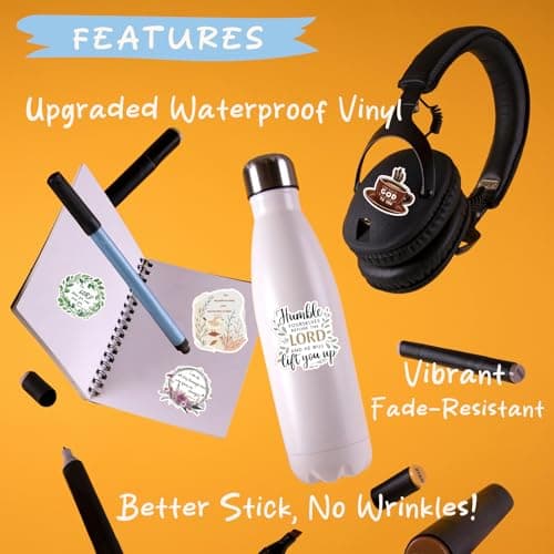 50Pcs Bible Verse Stickers, Inspirational Jesus Sticker, Waterproof, Fade-Resistant, Christian Stickers for Women, Water Bottles, Journaling, Kids, Men - Thumbnail 3