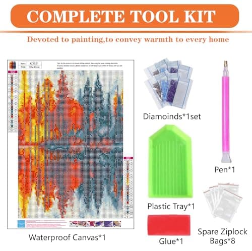 igoodom Diamond Art Kits for Adults, Landscape Diamond Painting Kit, Full Drill Round Landscape Diamond Art Kits, DIY Gem Art and Crafts for Home Wall Decor Gift 12x16inch - Thumbnail 6