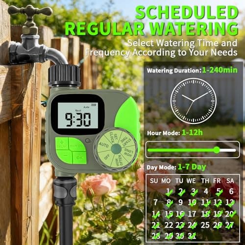 Sprinkler Timer for Garden Hose - Irrigation Timer for Outdoor Faucet, Automatic Programmable Watering Irrigation with Rain Delay/Manual Mode, Watering System Drip Irrigation for Yard Lawn Pool - Thumbnail 2