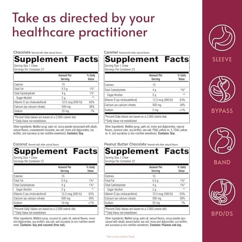 Bariatric Advantage Calcium Citrate Chewy Bites 500 mg - Highly Absorbable & Digestible - Vitamin D3 - Easily Chewable Calcium Supplement - Assorted Sweet Flavor - 90 Count - Thumbnail 4