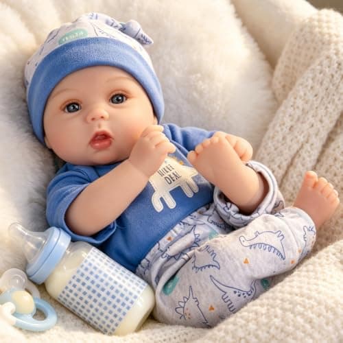 Milidool Lifelike Reborn Baby Dolls Boy - 18-Inch Baby Soft Body Realistic-Newborn Baby Dolls Cloth Body Real Life Baby Dolls with Toy Accessories for Kids Age 3 4 5 6 7 + - Thumbnail 5