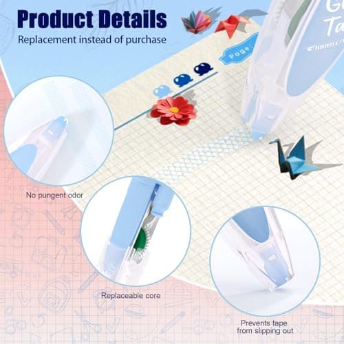 CHANGLi 8pack Refillable Glue Tape for Scrapbook, 16FT*1/5 Inch Double Sided Tape for Crafts, Scrapbooking Supplies, Reusable Adhesive Glue Runner for Gift Wrapping, Photo - Thumbnail 4