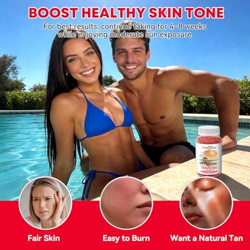 Tanning Gummies Supplement for Women Men: Daily Bronzing Tanning Gummies with Astaxanthin Beta-Carotene L-Tyrosine Lycopene, Melanin Supplement for Natural Glow Healthy Skin Sun Sensitivity Vegan 60CT - Thumbnail 2