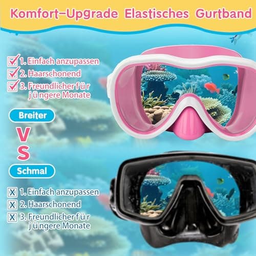 iGym Kids Swim Goggles, Snorkel Mask Diving Mask Swimming Goggles with Nose Cover and Elastic Straps Cover & Mesh Bag & Ear Plugs - Thumbnail 5