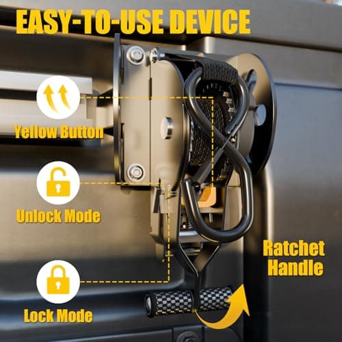 Maxzina Retractable Ratchet Straps Compatible with 2022-2025 2026 Ford Maverick Retracting Straps Auto Retract Securing Strap Tie Down System 2PCS for 2024 Maverick Accessories - Thumbnail 4