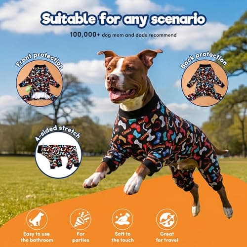 LovinPet Large Dog Pajamas, Game Console Print,UV Protection, Wound Care/Post Surgery Dog Clothes, Pet Anxiety Relief, Lightweight Stretchy Pitbull Pullover Shirt, Onesies for Dogs, Pet PJ's,L - Thumbnail 2
