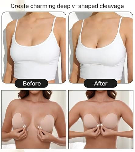 MITALOO Adhesive Bra Invisible Strapless Backless Bra Sticky Push up Silicone Bra for Women - Thumbnail 5