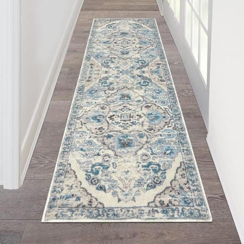 HEBE Hallway Runner Rug 2'x6' Washable Vintage Distressed Area Rugs Non Slip Laundry Rug Runner Boho Floor Carpet Runners for Hallways Entryway Laundry Room Kitchen Bathroom - Image 1