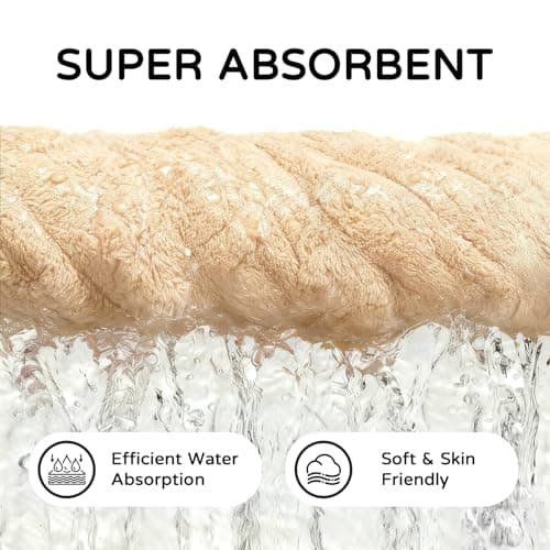 ZatreckI Extra Large Bath Towels (60"x30"),Oversized Bath Towels for Adults Luxury Bath Towels Super Soft Highly Absorbent Microfibers Quick Dry Bath Sheets Large for Bathroom (Beige, 2Piece) - Thumbnail 6