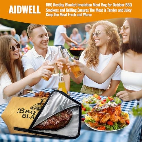 AiDwell BBQ Blanket for Resting Meat 22''Smoker Meat Resting Blanket, Reusable Smoker Grilling Meat Insulated Resting Bag with Wide Mouth,Gifts for Men Him Dad for Large Brisket/Pork Shoulders/Turkeys - Thumbnail 2