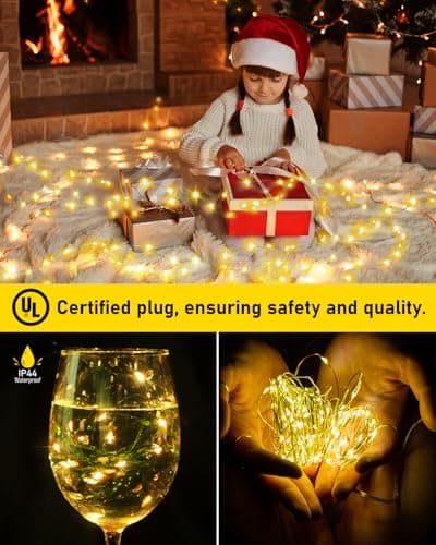 KNONEW 400FT Outdoor Christmas Fairy Lights Plug in,1200 LED String Lights Outdoor Waterproof 8 Modes Memory Times for Wedding Bedroom Walls Garden Trees Decoration(Warm White) - Thumbnail 6