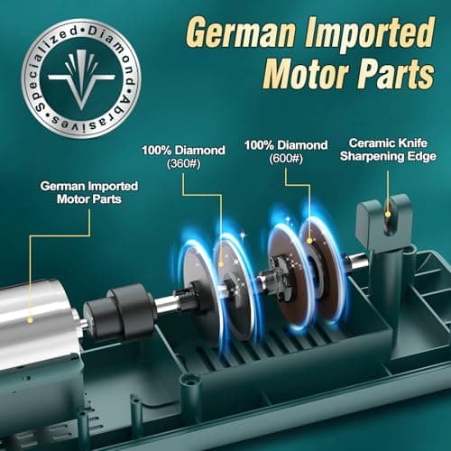 Knife Sharpener, Diamond Abrasives Electric Knife Sharpener for Stainless Steel and Ceramic Knives, with Dust Collection Box, Quick Sharpening & Polishing - Thumbnail 6