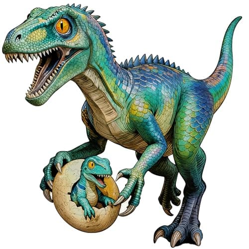 Wooden Puzzle for Adults, Dinosaur Jigsaw Puzzle for Adults, 200 Piece Unique Animal Shaped Wooden Puzzles, Challenging Dino Puzzles for Kids Family Game Night, Creative Gift Idea Wall Decor 10.8*11in - Image 1