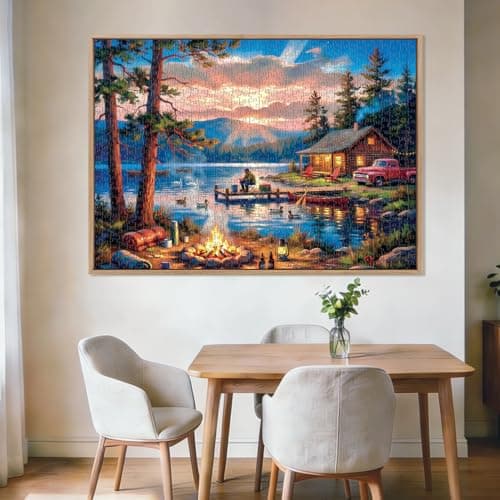 Lakeside Retreat Cabin Puzzles for Adults 1000 Pieces,Impossible Hard Difficult Challenging Jigsaw Puzzles for Adults 1000 Pieces,Puzzle with Letters on Back,Recycled Paper Jigsaw Puzzle(27.6"x19.7") - Thumbnail 2