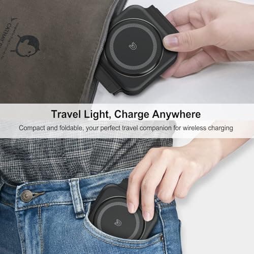 Wireless Charging Station for Apple Multiple Devices - 3 in 1 Foldable Magnetic Wireless Charger - Travel Charging Pad for iPhone 16 15 14 13 12 Pro Max Plus Watch & AirPods (Black) - Thumbnail 4