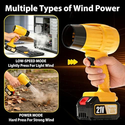 Hand Held Leaf Blower Cordless with Batterys and Charger 990,000 RPM Small Portable Mini Turbo Jet Blower for Makita 18V Battery Electric Powered Lawn Car Yard Snow Patio Dust Tool(2 Battery) - Thumbnail 2