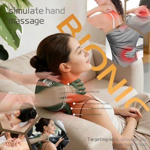 QIUSZS Neck Massager Neck and Shoulder Massager with Heat, Simulated Real Human Hand Gripping Massage, Portable Wellness Gifts for Women Men Mom Dad Teachers - Thumbnail 4