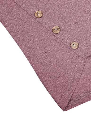 Maternity Tunic, Quinee Women Round Neck Short Sleeve Summer Breastfeeding Pajamas Layering Nursing Tops Easy Acces Home Wear Button Details Comfortable Knitted Shirts Rose Red XXL - Thumbnail 5