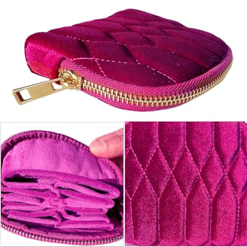Lavogel Mini Travel Jewelry Bag, Small Travel Jewelry Case for Bracelet Rings Jewelry Travel Pouch with 5-Layer Velvet Jewelry Pouches Fashion Accessories Jewelry Pouch for Traveling (RosePurple) - Thumbnail 2