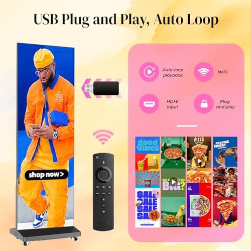 80″ P1.86 LED Poster Screen, Spliceable Flexible Digital Signage Display, Mobile Phone&Computer Software Remote Release, USB Plug-and-Play Full Poster Screen LED Digital Signage Display Black 2-Pack - Thumbnail 6