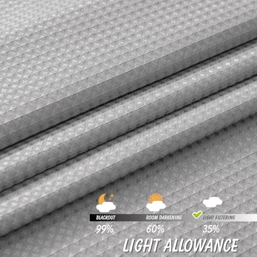 Home Queen Grey Waffle Bathroom Window Curtains, Short Water Repellent Rod Pocket for Small Kitchen Window, 36 W X 36 L Inch Each - Thumbnail 5