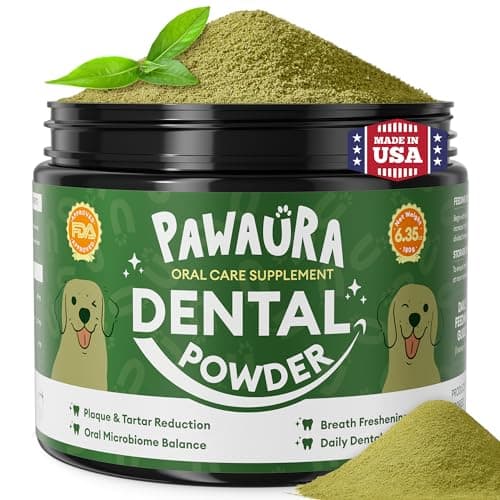 Pawaura Dog Teeth Cleaning Powder,Dog Breath Freshener with Probiotics for Targets Tartar & Bad Breath,Dog Dental Powder for Teeth Cleaning of All Breeds,90 Scoop Supply - Made in USA
