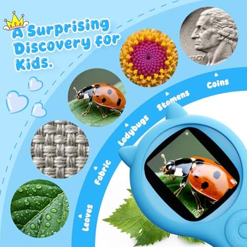 Kids Magnifying Glass Educational Science Kit - Mini LED Pocket Microscope for Kids(3-10 Years) - Durable Design - Ideal Gift for Girls (Blue) - Thumbnail 4