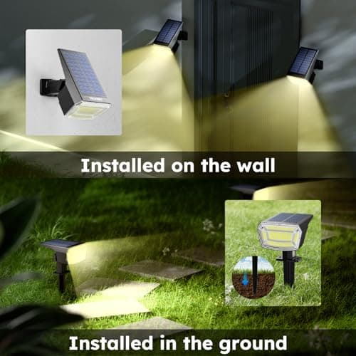 TECKNET Spot Lights Outdoor with 59 LED, 4 Pack Solar Lights Outdoor Waterproof IP65, Auto On/Off Solar Spot Lights, 3 Lighting Modes Solar Powered Garden, 2-in-1 Solars Landscape Light (Warm White) - Thumbnail 4