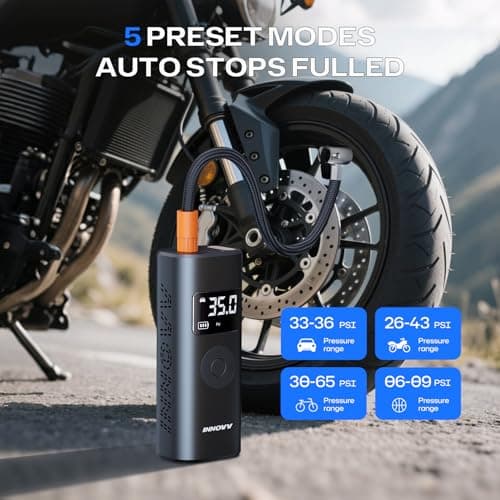 INNOVV P1 Portable Aluminum Tire Inflator 150PSI - 3X Faster Cordless Air Compressor with Auto-Shutoff, Electric Car Air Pump & Tire Pressure Gauge for Car, Motorcycle, Bike, Ball - Thumbnail 3