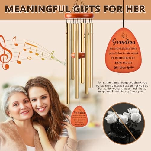 32" Wind Chimes Birthday Gifts for Mom from Daughter Son, Mom Birthday Gifts Mothers Day, Gold - Thumbnail 6