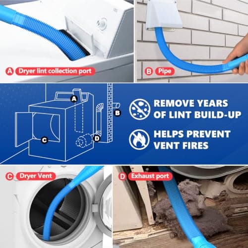 Sealegend 2 Pieces Dryer Vent Cleaner Kit and Flexible Dryer Lint Brush Vacuum Hose Attachment Power Lint Remover Refrigerator Coil Brush - Thumbnail 4
