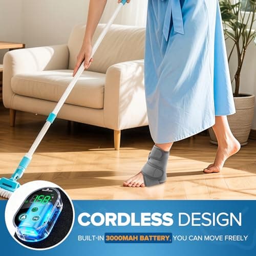 Cordless Foot and Ankle Massager for Pain Relief, FSA Eligible HSA, Rechargeable Foot Massager for Neuropathy Ankle Heating Pad Wrap with Massage for Circulation, 6Heat & 3Vibration Levels&Timer(Grey) - Thumbnail 5