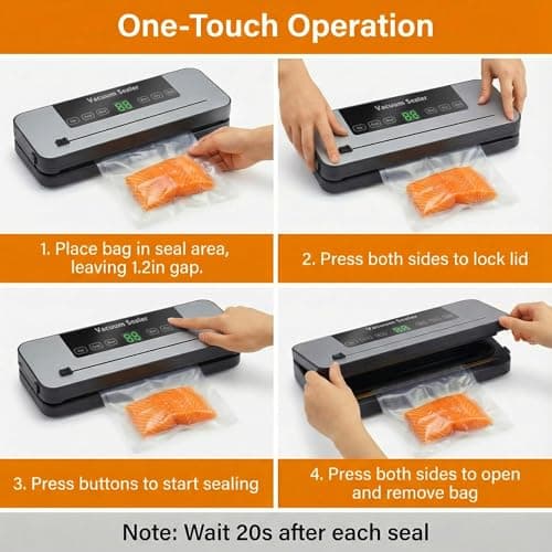 Myplinar Vacuum Sealer Machine for Food with 30 Storage Bags, Built-in Cutter, 6-in-1 Automatic Sealing Machine for Seal a Meal, Wet & Dry Food Prep, Compact Heat Sealer for Freezer Preservation - Thumbnail 5