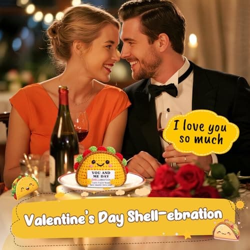 Mini Valentines Day Gifts for Him Her Couple Galentine’s Day Birthday Gift for Boyfriend Girlfriend Fiancé Anniversary Valentines Gift for Women Men Wife Husband Handmade Crochet Taco Tuesday - Thumbnail 4