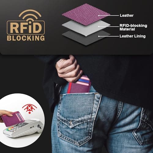 Travelambo Slim Wallet Front Pocket Minimalist Leather RFID Blocking Medium Size - Thumbnail 5