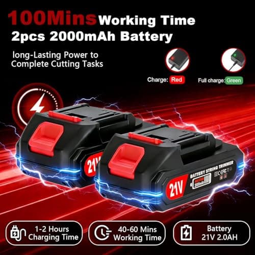 Cordless Weed Wacker Electric Weed Wacker 21V Battery Powered Brush Cutter 3-in-1 Lightweight Grass Trimmer Weed Cutter Lawn Edger with 3 Types Blade & Wheels for Lawn Garden Yard Care - Thumbnail 5