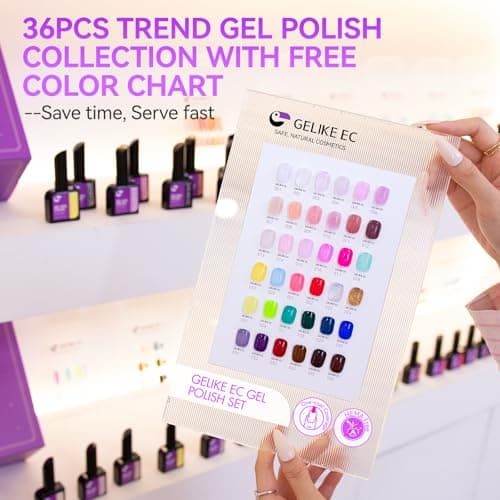 gelike ec Pro Gel Polish for Salon: 36 Colors Kit HEMA-FREE Highly Pigmented Formula Manicure Nail Art Design for Women 16ml Professional Bottles - Thumbnail 2
