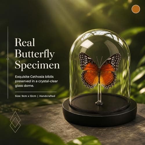 Real Taxidermy Butterfly Specimen Shadow Box, Butterfly Gifts for Women Girls with Glass Cover, Butterfly Decor for Bedroom Office Living Room Desk ﻿ Cethosia bibles Drury - Thumbnail 6