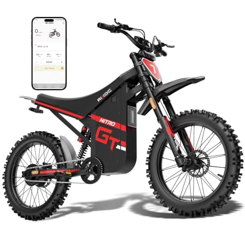 RIXOC GT19 Electric Dirt Bike, Peak 3000W,39MPH,52V 31.2Ah Removable Battery,62Mile Electric Motorcycle,19" Off-Road Tire Ebike,4-Piston Hydraulic Brake, Electric Bike for Teens and Adult, Red
