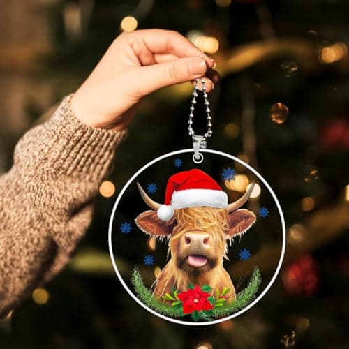 Highland Cow Ornaments for Christmas Tree,Farmhouse Ornament 2026,Farm Animal Christma Ornaments,Longhorn Cow Gifts for Women - Thumbnail 2