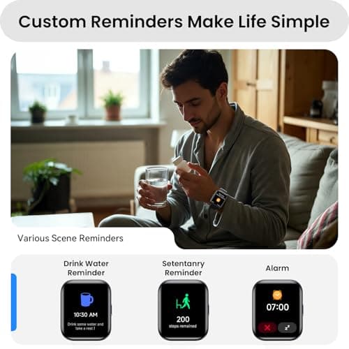 Smart Watch for Men, Mens Smart Watches for Android/iPhone/Samsung, Make/Answer Call & Alexa, Smartwatch with Heart Rate/Sleep/SpO2/Stress Monitor, 100+ Sport Modes Waterproof Fitness Tracker-Black - Thumbnail 5
