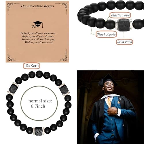 Ediseng Personalized Graduation Gifts for Him Her,Beaded Bracelet for Men,2025 Graduation Gifts for College/High School/Masters Degree/8th Grade/5th Grade/Middle School/Phds (silver partition) - Thumbnail 3