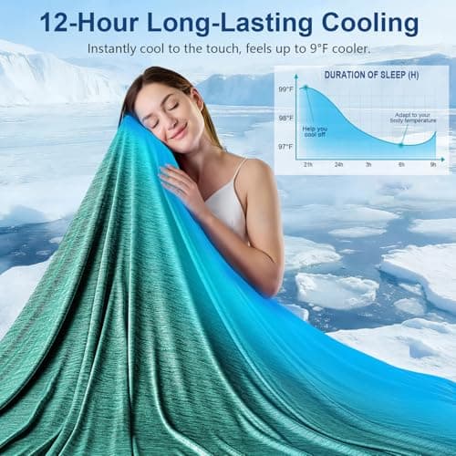 KMUSET Cooling Blanket Twin (60"x80"), Double Sided Summer Cooling Blankets for Hot Sleepers & Night Sweats, Cool Lightweight Blanket for Dorm Room Essentials, Picnic, Gifts for Women Emerald Green - Thumbnail 2